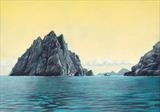 Approaching Boreray by John Rowland, Painting, Pastel