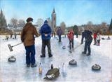 Impromptu Bonspiel by John Rowland, Painting, Pastel on Paper