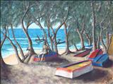 Tofu Beach by John Rowland, Painting, Pastel on Paper