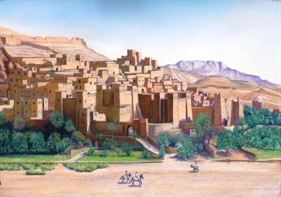 Ait Benahaddou by John Rowland, Painting, Pastel on Paper