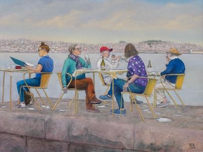 Alfresco by the Tagus by John Rowland, Painting, Pastel