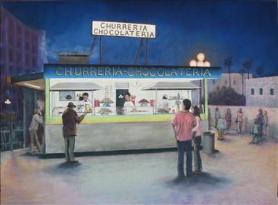 Churreria Chocolateria by John Rowland, Painting, Pastel on Paper