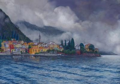 Clouds over Varenna by John Rowland, Painting, Pastel