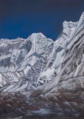 Ice Wall by John Rowland, Painting, Charcoal & Pastel