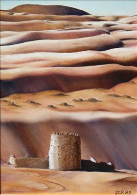 Liwa Watch Tower by John Rowland, Painting, Oil on Linen