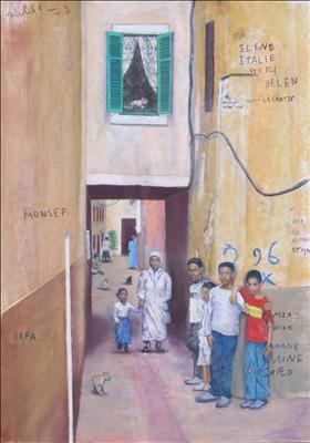 Marrakech Medina by John Rowland, Painting, Pastel on Paper