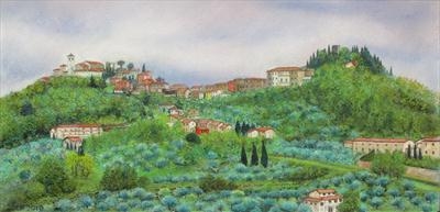 Montecatini Alto by John Rowland, Painting, Pastel on Paper