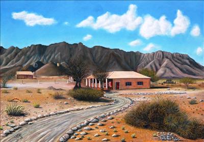 Naukluft Homestead by John Rowland, Painting, Pastel on Paper