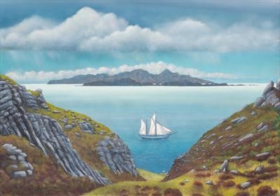 Small Isles Tall Ship by John Rowland, Painting, Pastel