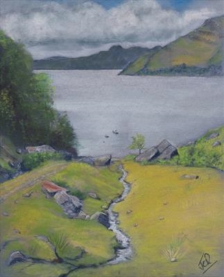 Trickling into Loch Nevis by John Rowland, Painting, Pastel