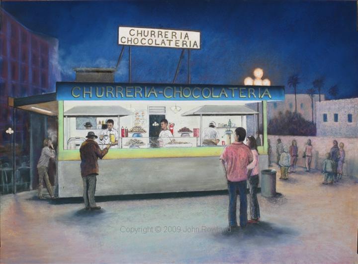 Churreria Chocolateria by John Rowland, Painting, Pastel on Paper