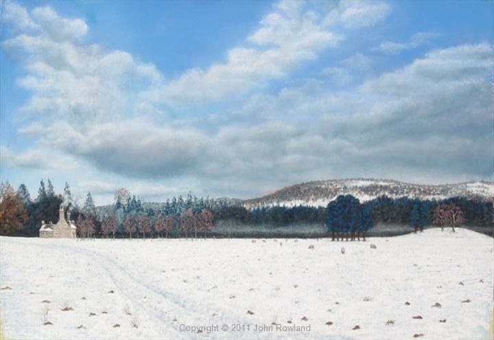 Winter in Glen Tanar 2 by John Rowland, Painting, Pastel on Paper